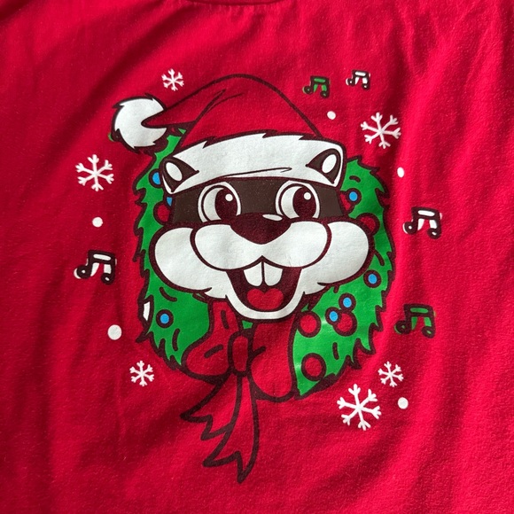 Buc-ee’s Rockin’ Around the Christmas Tree Beaver T-Shirt Red Adult Size Large - Picture 3 of 7